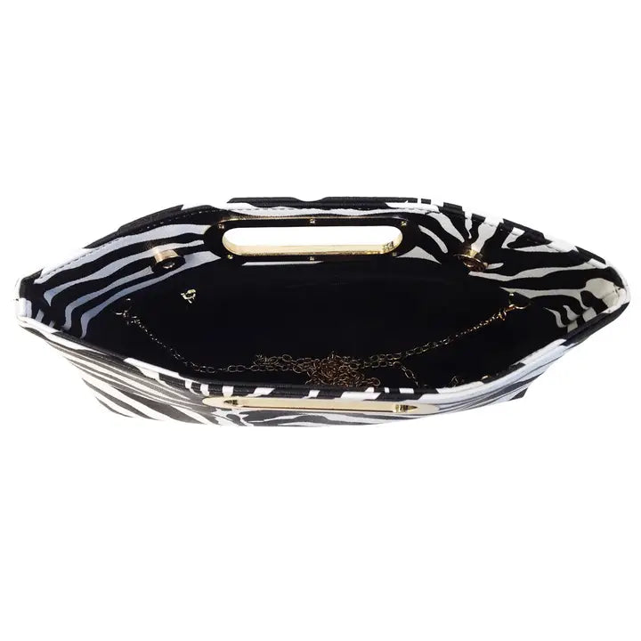 Top Handle Zebra Print Clutch
