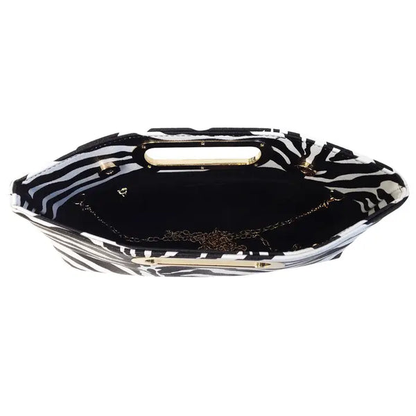 Top Handle Zebra Print Clutch