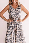 Leopard Sleeveless Jumpsuit with Pockets
