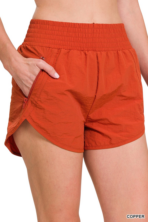 Windbreaker Smocked Waistband Running Shorts