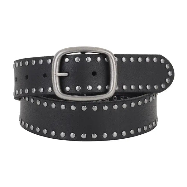 Stud-Lined Leather Belt