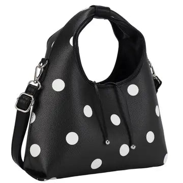 Polka Dot Bucket Bag - Black