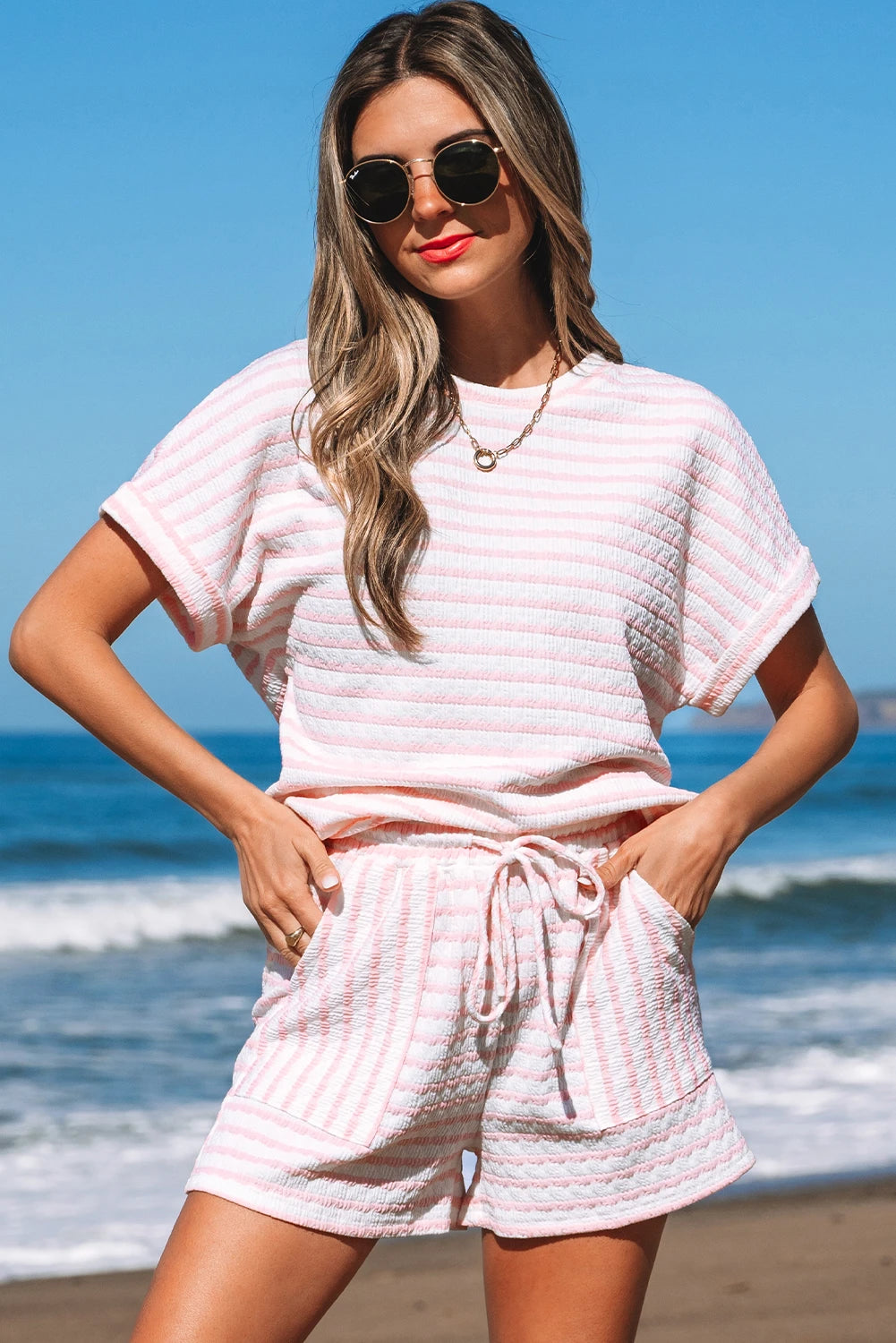 Blush Breeze Knit Lounge Set, Pink