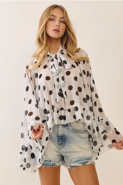 Moonlight Dot Blouse - White