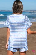 Blush Breeze Knit Lounge Set, Blue