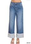 Curvy High Rise Cuffed Wide Leg Denim Pants