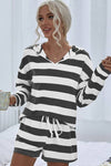 Striped Long Sleeve V-Neck Set