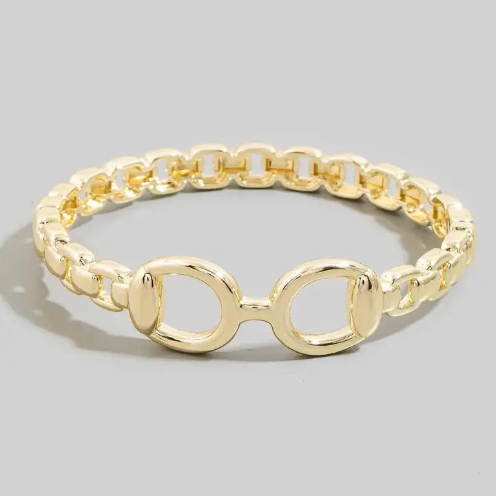 Gold Horsebit Stretch Chain Bracelet
