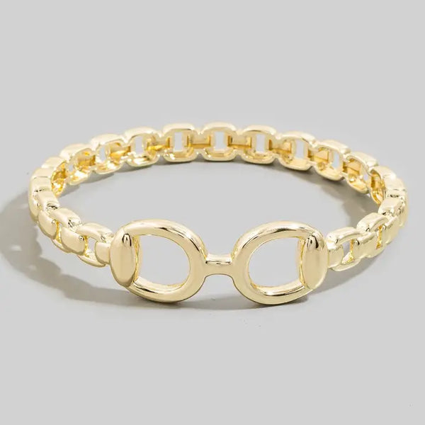 Gold Horsebit Stretch Chain Bracelet