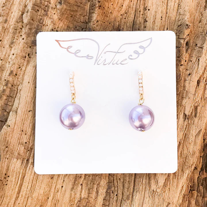 Virtue, Pearl Bar Earring, Violet