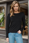 New Rounded Bottom Solid Basic Long-Sleeved Tee - 2 Colors