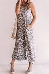 Leopard Sleeveless Jumpsuit with Pockets