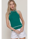 Contrast Halter Sweater Tank, Jade