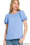 Ribbed Puff Sleeve Top