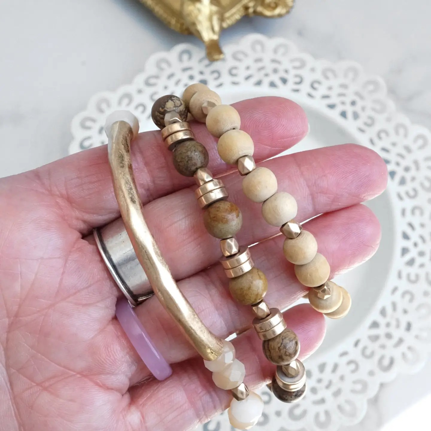Boho Bracelets Stack of 3 Piece Beaded Bracelets