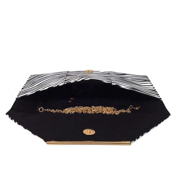 Synthetic Leather Zebra Print Envelope Clutch