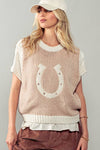 Wild Woven Horseshoe Sweater Vest Mocha