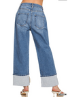 Curvy High Rise Cuffed Wide Leg Denim Pants