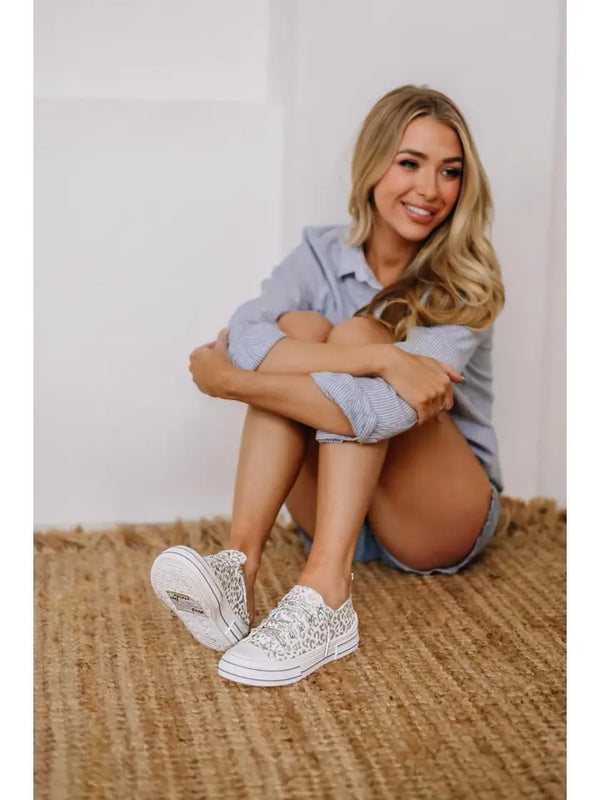 Aman Prints - White Silver Animal Print Sneakers