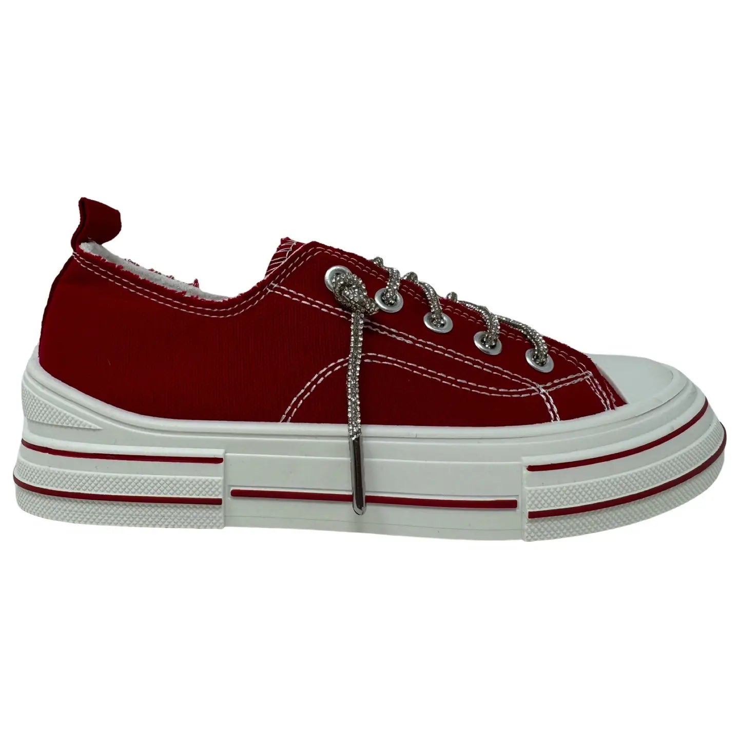 Aman Prints - Red with Silver Laces Sneakers