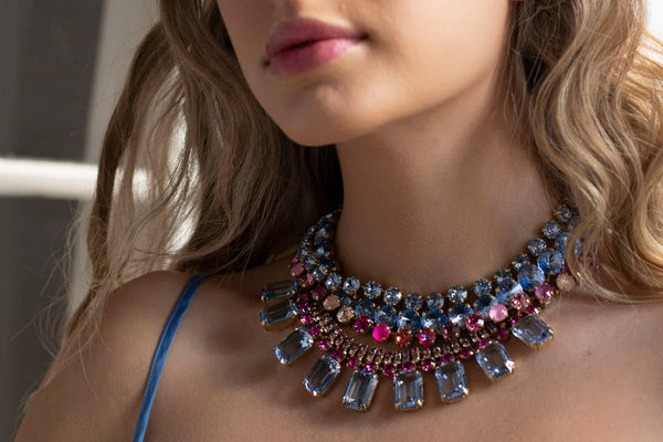 TOVA - Anais Necklace in Antique Gold Light Sapphire