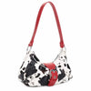 Buckle Baguette Cow Print Shoulder Bag-Red