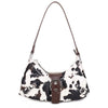 Buckle Baguette Cow Print Shoulder Bag-Chocolate