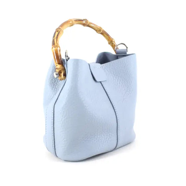 Bamboo Top Handle Crossbody Bag W/ Cosmetic Pouch