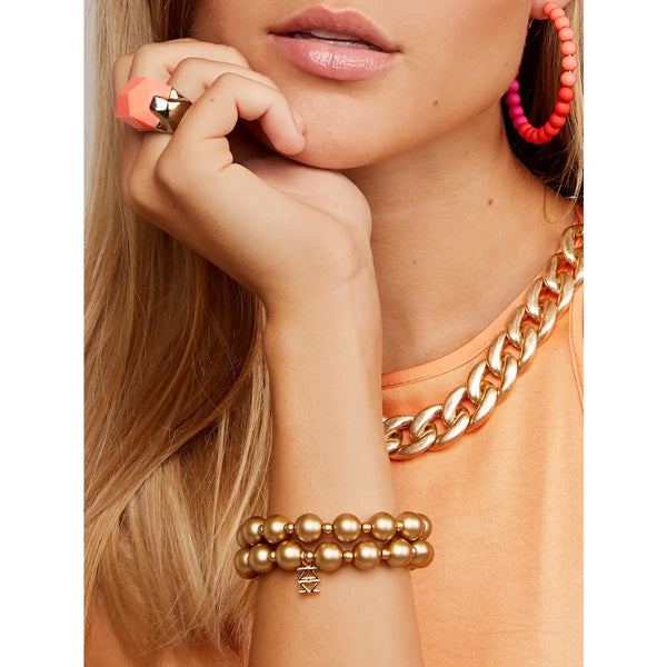 Beaded Metallic Stretch Bracelet Set Jewelry