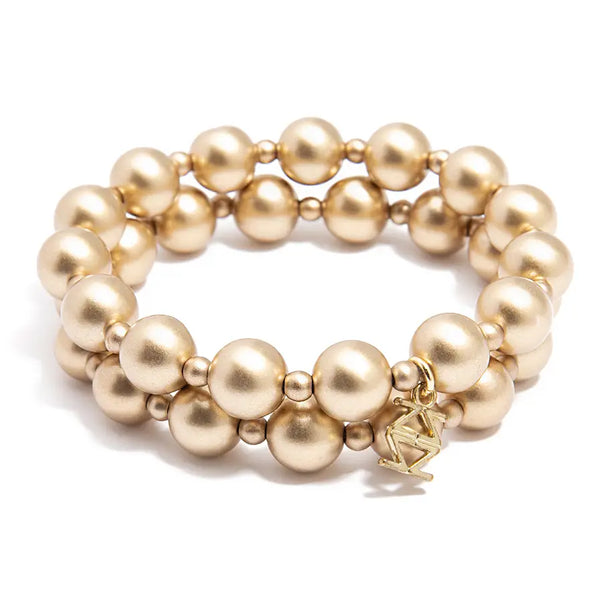 Beaded Metallic Stretch Bracelet Set Jewelry