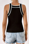 Black Contrast Trim Slim Fit Tank Top