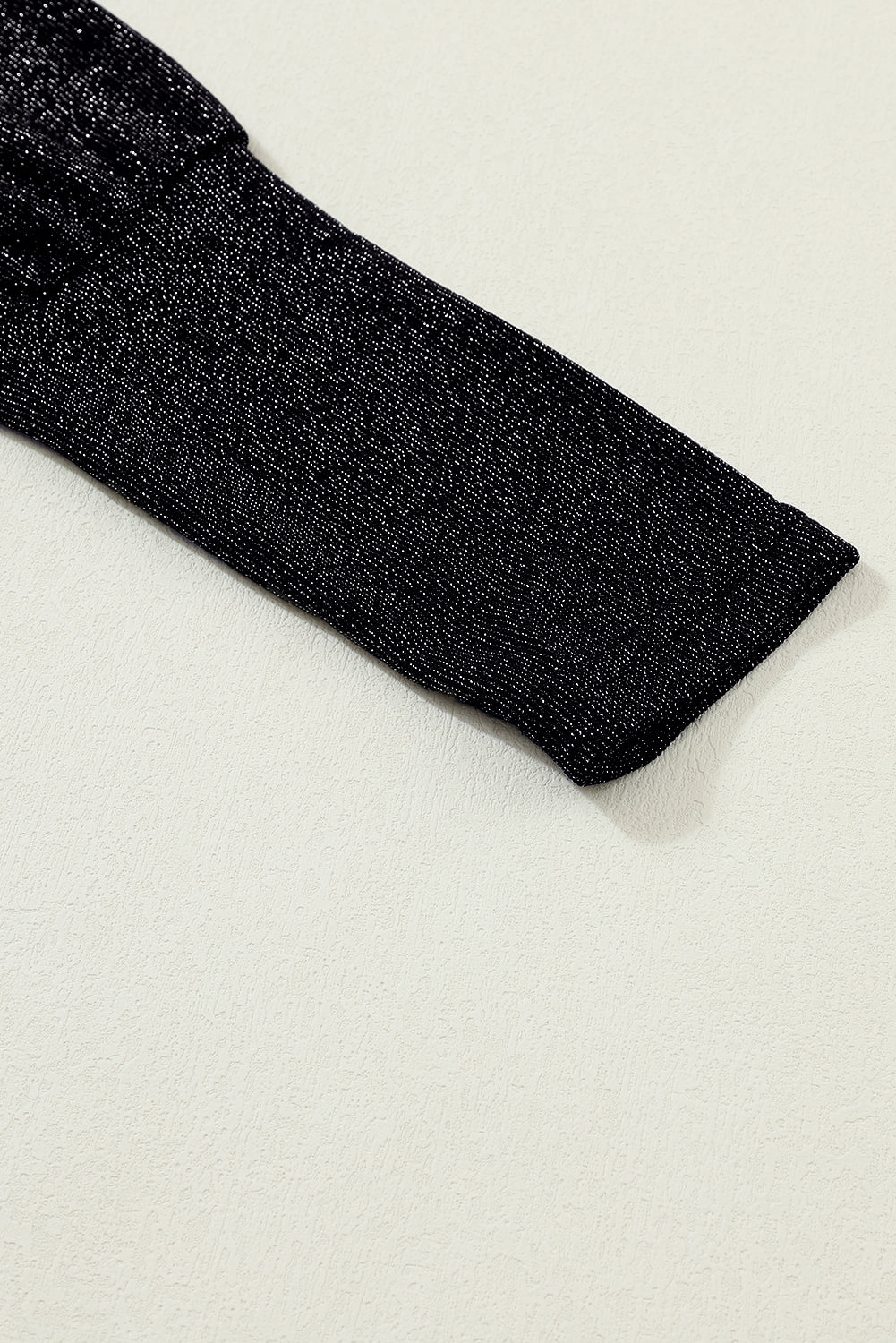 Black Glitter Round Neck Long Sleeve Top