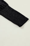 Black Glitter Round Neck Long Sleeve Top