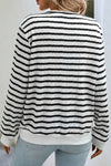 Black Stripe Round Neck Casual Long Sleeve Top