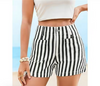 The Ballpark Babe Striped Denim Shorts -  Black