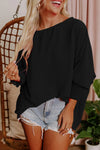 Casual Shirred Cuffs Half Sleeve Blouse - 3 Colors