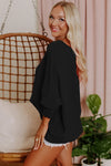 Casual Shirred Cuffs Half Sleeve Blouse - 3 Colors