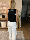 Black Contrast Trim Slim Fit Tank Top