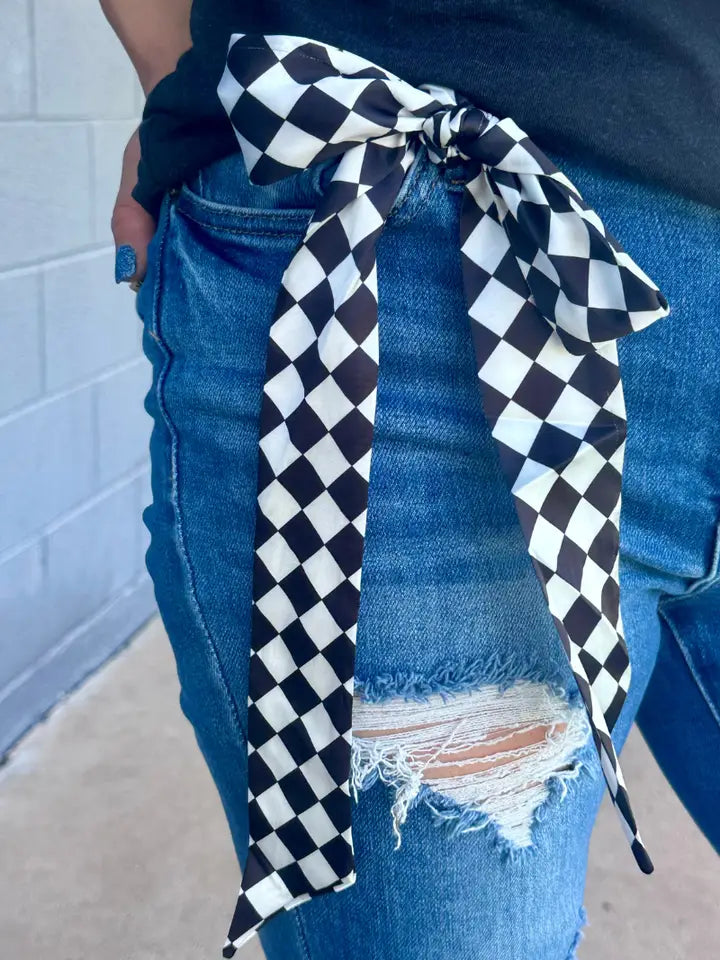Black and White Checkered Latigo