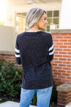 Black Long-sleeved with Varsity Stripes Tee