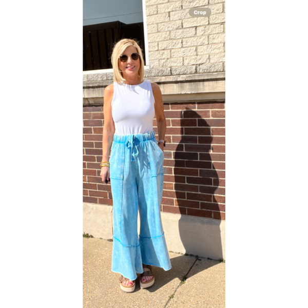 Exposed-Seam Flare Hem Pants with Pockets - 3 Colors