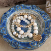 Boho Beads Coin Bracelets Statement Set in Cream