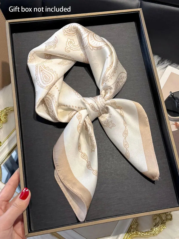 Boho Style Paisley Print Square Scarf Khaki