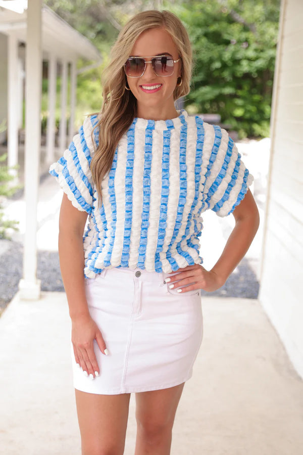 Bold And Bubbly Top, Light Blue