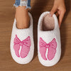 Nonslip Bow Slippers with Soft Sole and Plush Lining