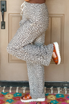 Brown Leopard Drawstring Loose Pants
