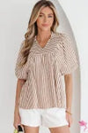 The Sweet & Simple Stripe Blouse, Brown