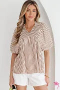 The Sweet & Simple Stripe Blouse, Brown
