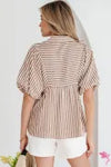 The Sweet & Simple Stripe Blouse, Brown