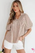 The Sweet & Simple Stripe Blouse, Brown